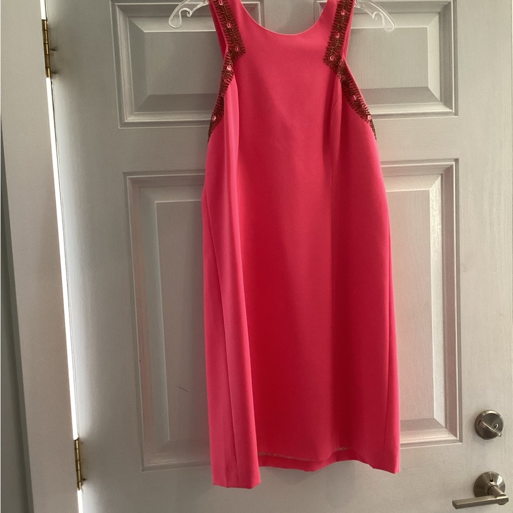 Pink Sleeveless Dress with Sequin Detail